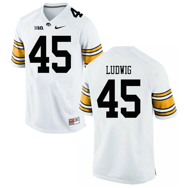 Men #45 Joe Ludwig Iowa Hawkeyes College Football Jerseys Sale-White - Click Image to Close